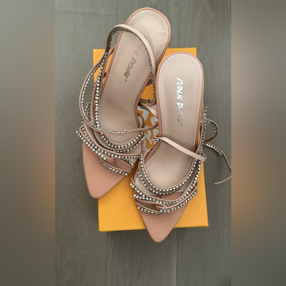 Public Desire Blush Rhinestone Heels